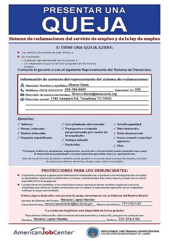Attachment II - MAS Complaint Poster - Spanish 1225