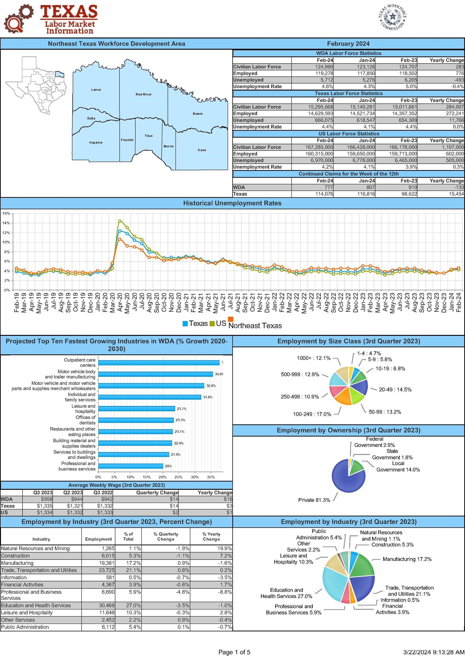Northeast Texas Economic Profile February 2024